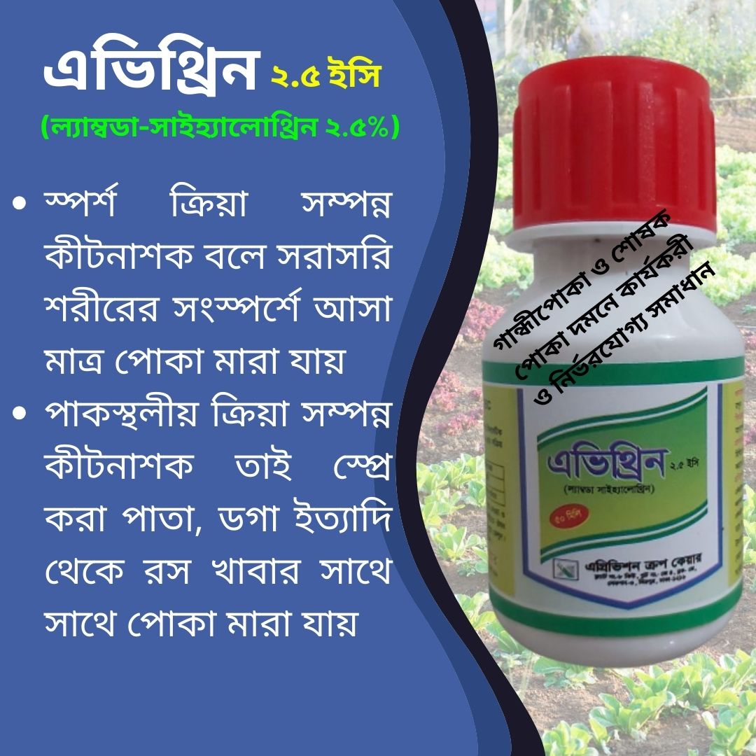 Insecticide: Avithrin 2.5 EC (Lambda-cyhalothrin 2.5%)-50 ml. 