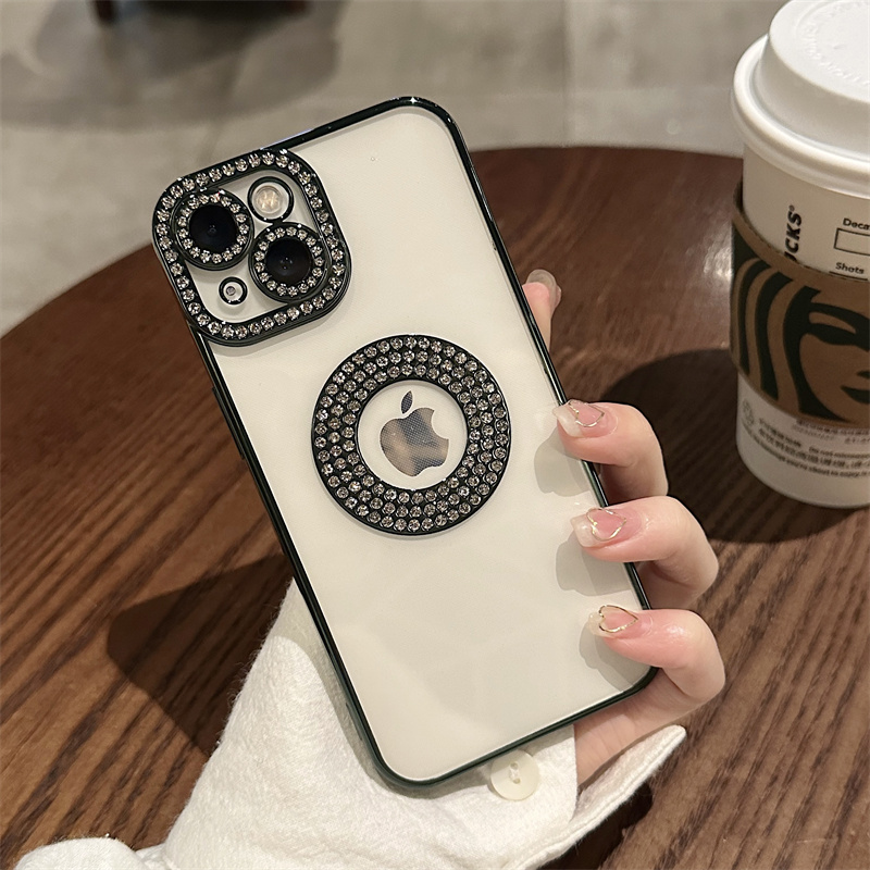 SUNAUDE For iPhone 11 Pro Max Mobile phone case with missing label and diamond inlay series sparkling and personalized high-end 2023 new and fresh new product phone protection case comfortable soft anti slip protection case. 