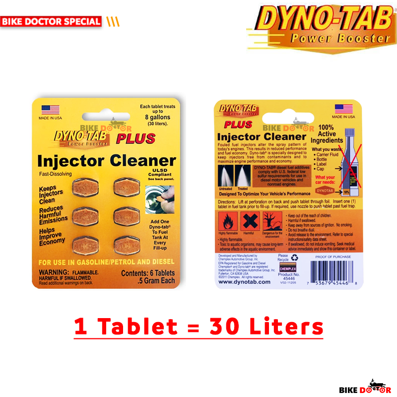 Dyno Tab Power Boosterr Plus Fuel Injector Cleaner 6 PCs Tablet Fast Dissolving Full Active Ingredients  & NO solvents. 