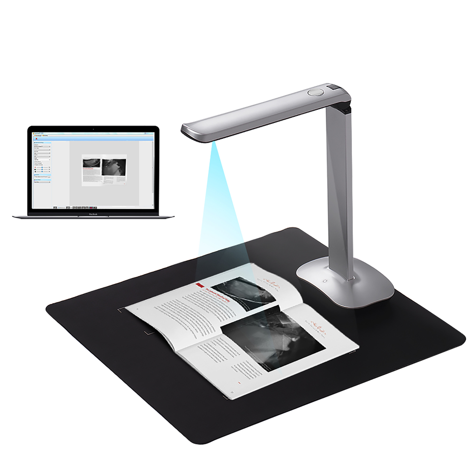 HXSJ F50 Foldable HD High Speed USB Book Image Document Camera Scanner 15 Mega-Pixels A3 & A4 Scanning Size with LED Light for Classroom Office Library Bank for Windows