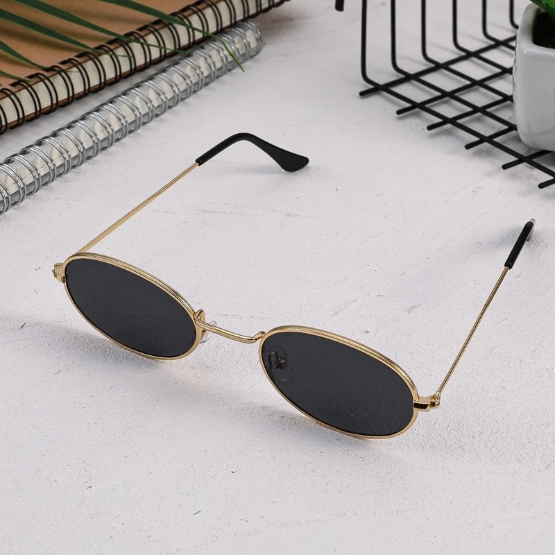 Classic Small Frame Oval Sunglasses Women/Men Brand Designer Alloy Mirror Sun Glasses Dropshipping In Stock Ship Within 24 Hours. 