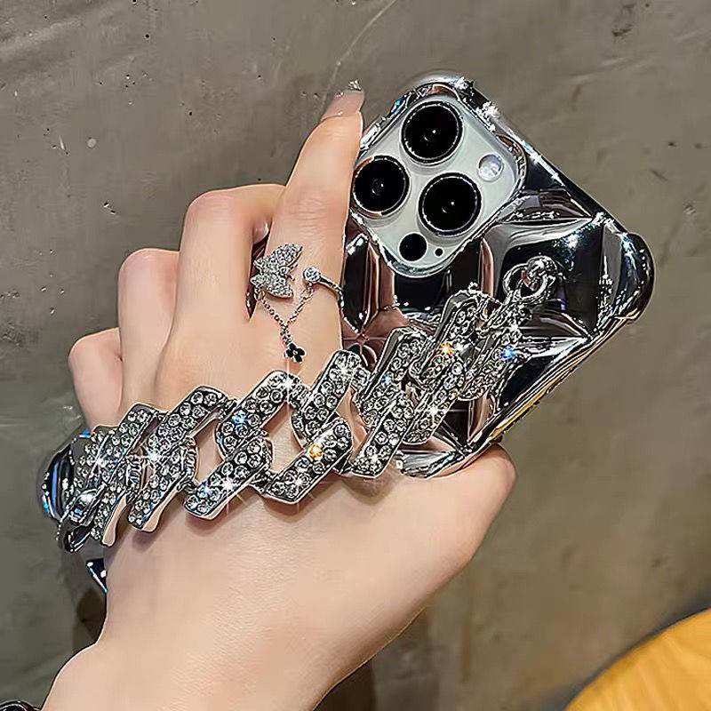 [autismaut] Suitable for Apple iPhone15pro Phone Case Luxury Rhinestone Bracelet 14 Classic style xr Upscale xsmax Tide 13. 