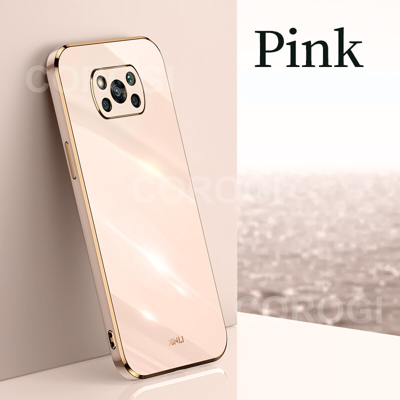 For Xiaomi POCO X3 Pro Back Cover Fashion Shiny Plating Square Bumper Camera Protection Case Soft Silicone Shockproof Protective Mobile Phone Cases