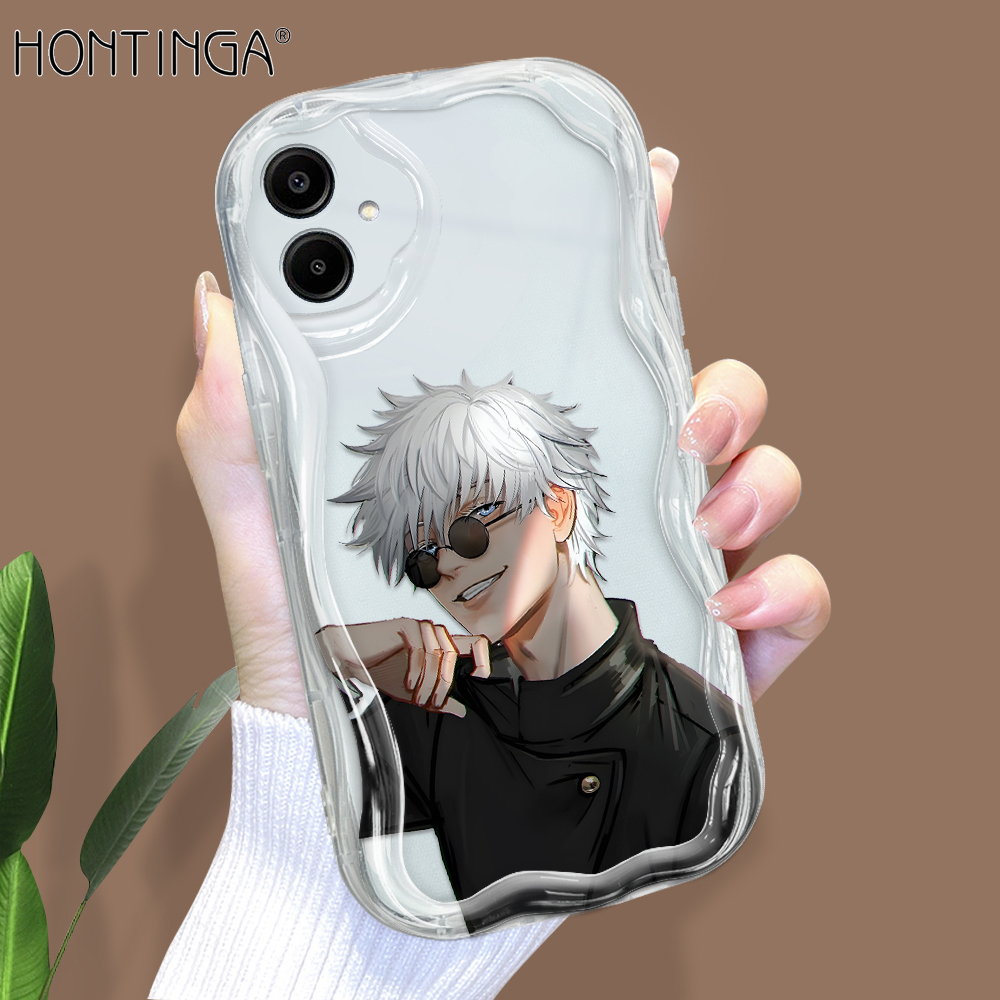 Hontinga for Samsung A06 Back Cover Anime Cartoon Phone Case Cream Texture Wavy Edge Soft Mobile Cover