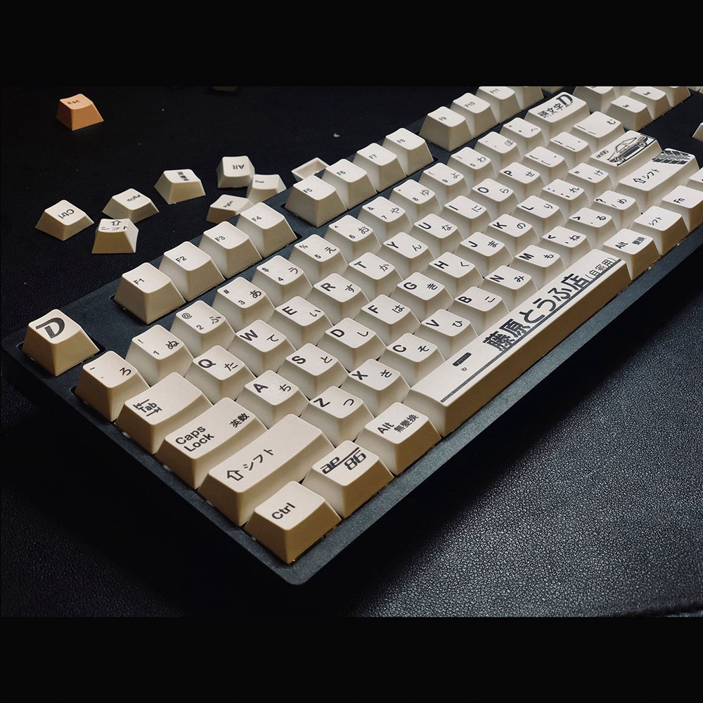 124 Keys Japanese PBT White AE86 Initial D Cherry Keycaps for Cherry MX Keyboard 61 68 84 87 96 98 104. 