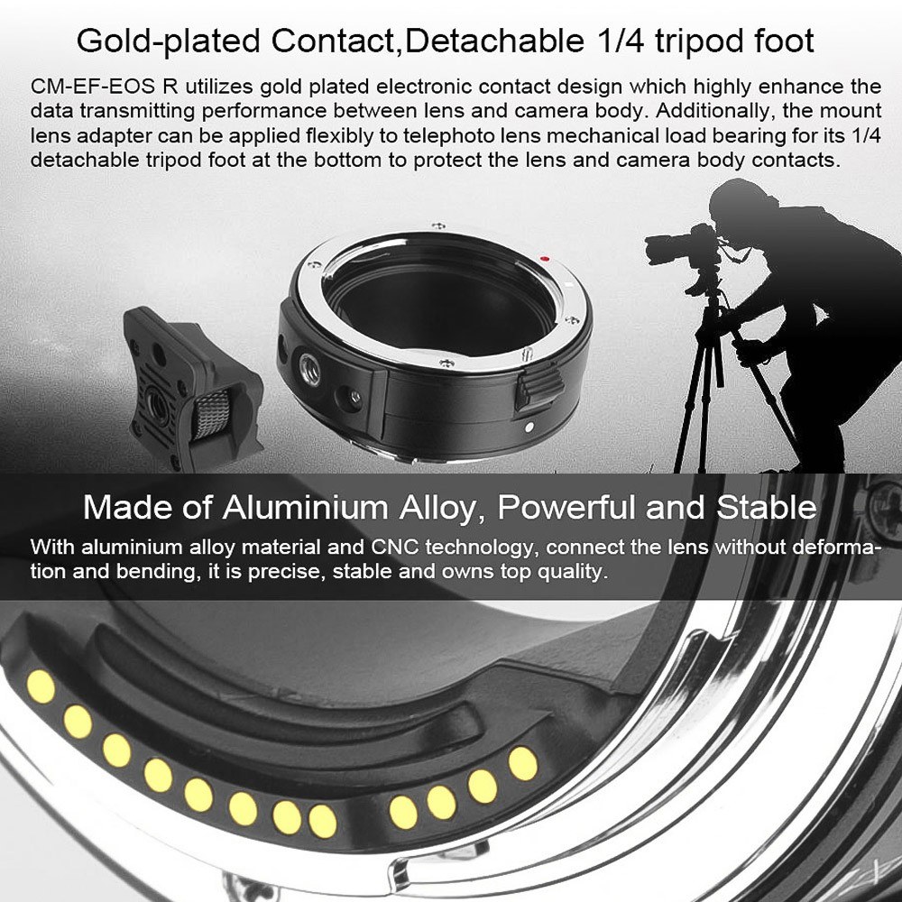 Commlite CM-EF-EOS R Lens Mount Adapter Electronic Auto Focus Mount Adapter with IS Function Aperture Control for Canon EF/EF Lens to Fit for Canon EOS R RF ount Full Frame Camera. 