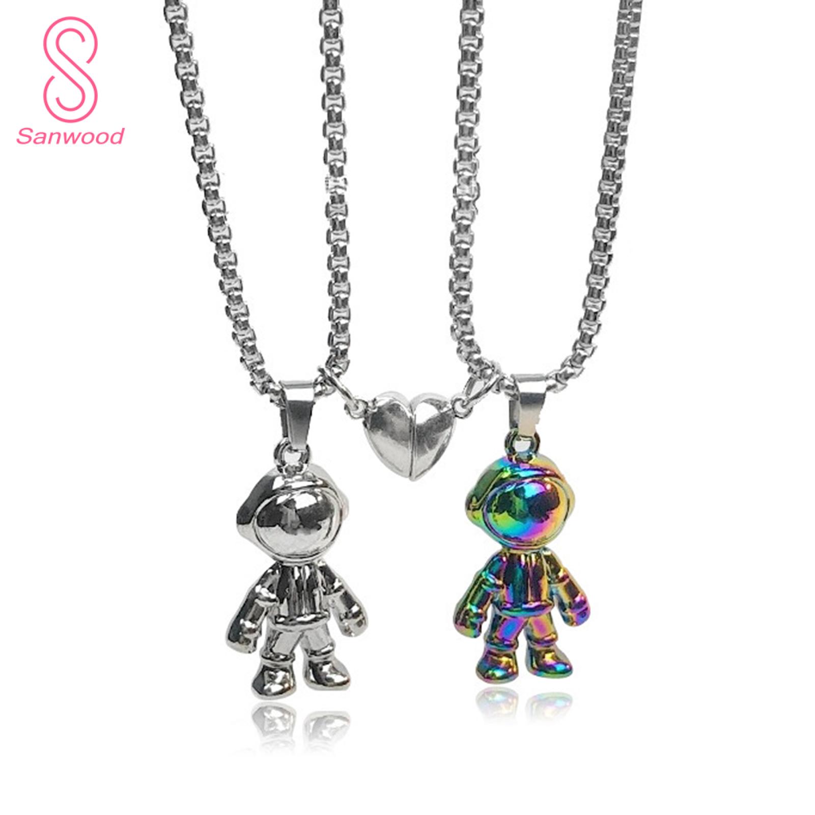 Charm Necklaces Smooth Surface Space Astronaut Magnetic Buckle Friendship Necklaces