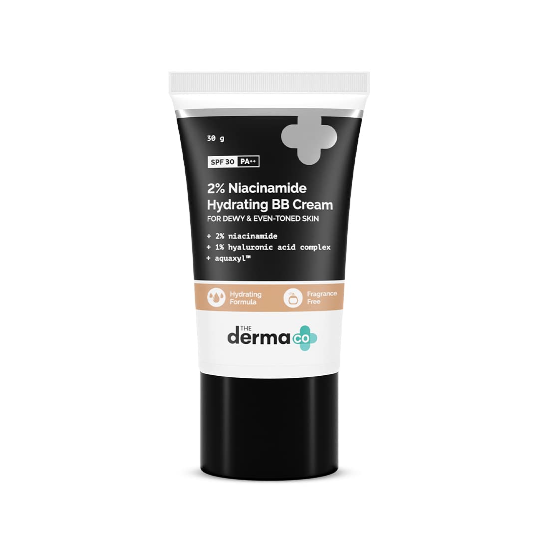 The Derma Co 30gm 2% Niacinamide Hydrating BB Cream with SPF30 | Gives Medium Buildable Coverage & Smooth Finish | Skin Hydration with Sun Protection. 