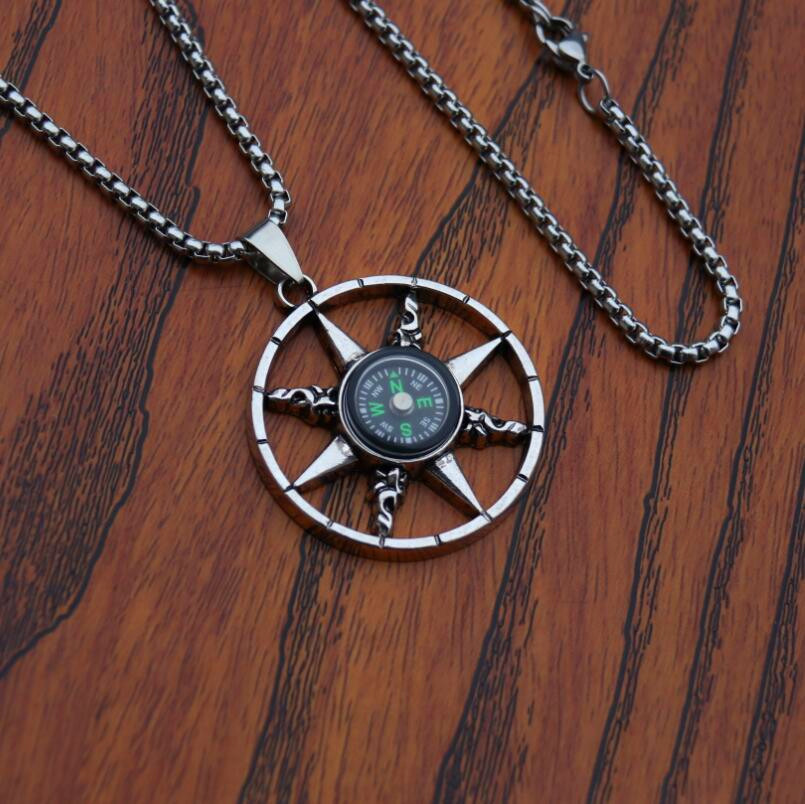European and American street compass necklace boys' hip-hop