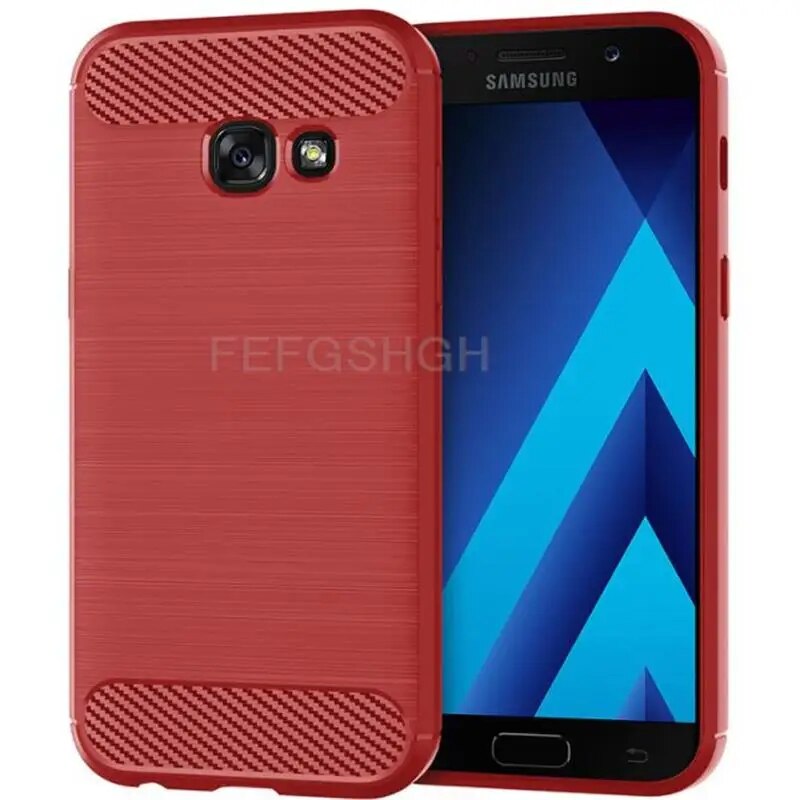 Carbon Fiber Ring Holder Stand Case For Samsung Galaxy A5 A3 A7 2017 SM A320F A520F A720F Silicone Shockproof Protective Cover. 