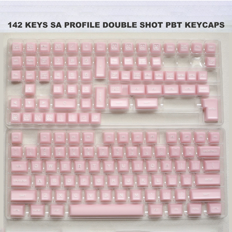 142 Keys SA Profile Marble Themed Double Shot PBT Keycaps Milk White Translucent Keyboard Keycaps for MX Switches Gamer Keyboard. 