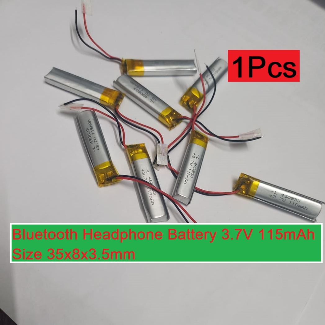 115mAh Lipo Battery Bluetooth Headphone Battery 3.7V Lipo Battery 115mAh Size 35x8x3.5mm 3.7V Lithium Battery Rechargeable Battery For Headphone Bluetooth. 
