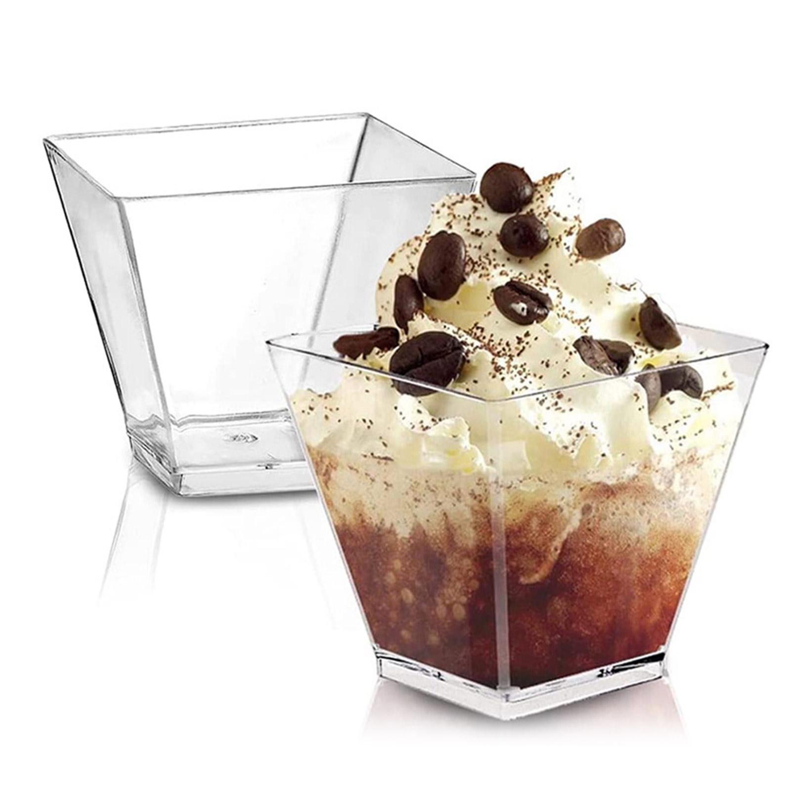 Transparent Dessert Cup Disposable Dessert Cup Yogurt Cups Pudding Cups Plastic Food Container Chocolate Jelly Mousse Fruit Snacks Cups Mini Dessert Cups Party Wedding Tableware. 