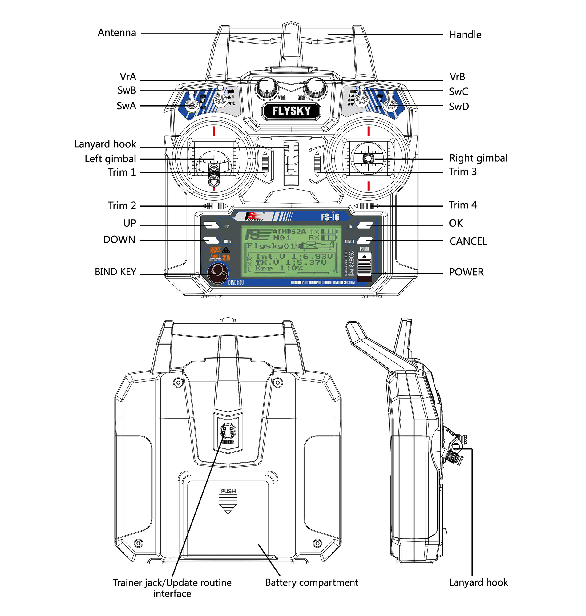 FlySky FS-i6 2.4G 6CH AFHDS RC Transmitter with FS-iA6 Receiver ( FSi6 / FS i6 ). 