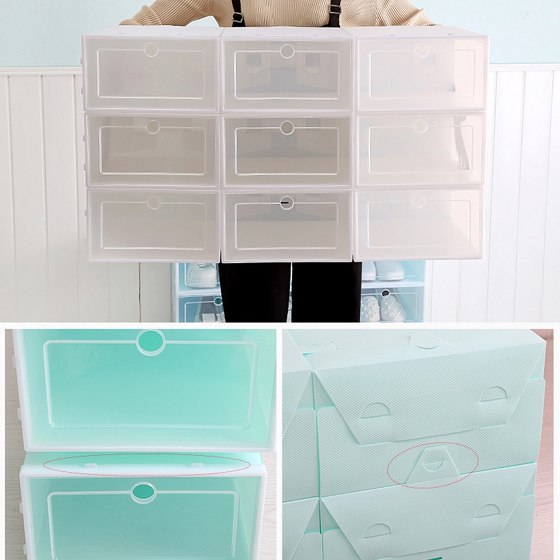 shoe boxes stackable-6 * shoe box-Pink. 
