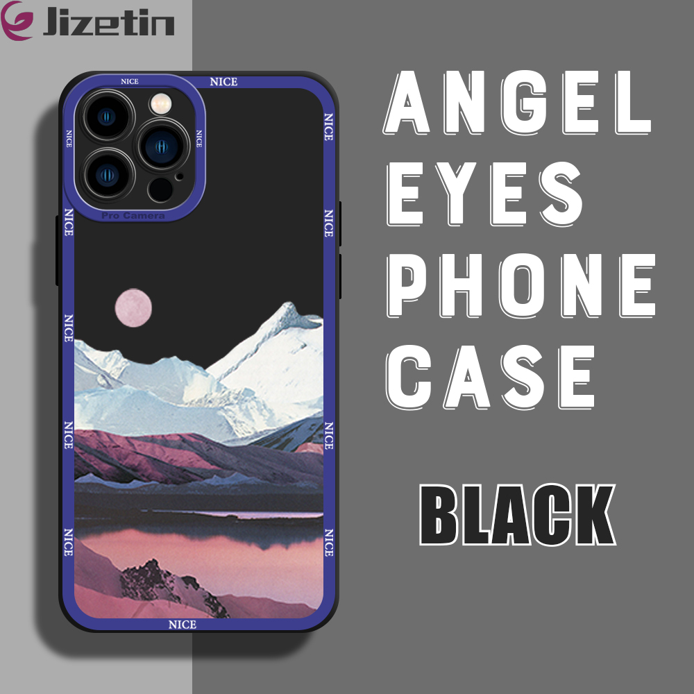 Jizetin for iPhone 12 Pro Back Cover Mountain Four Seasons Lens Full Protection Frame Phone Case Soft TPU Shockproof Mobile Phone Cases