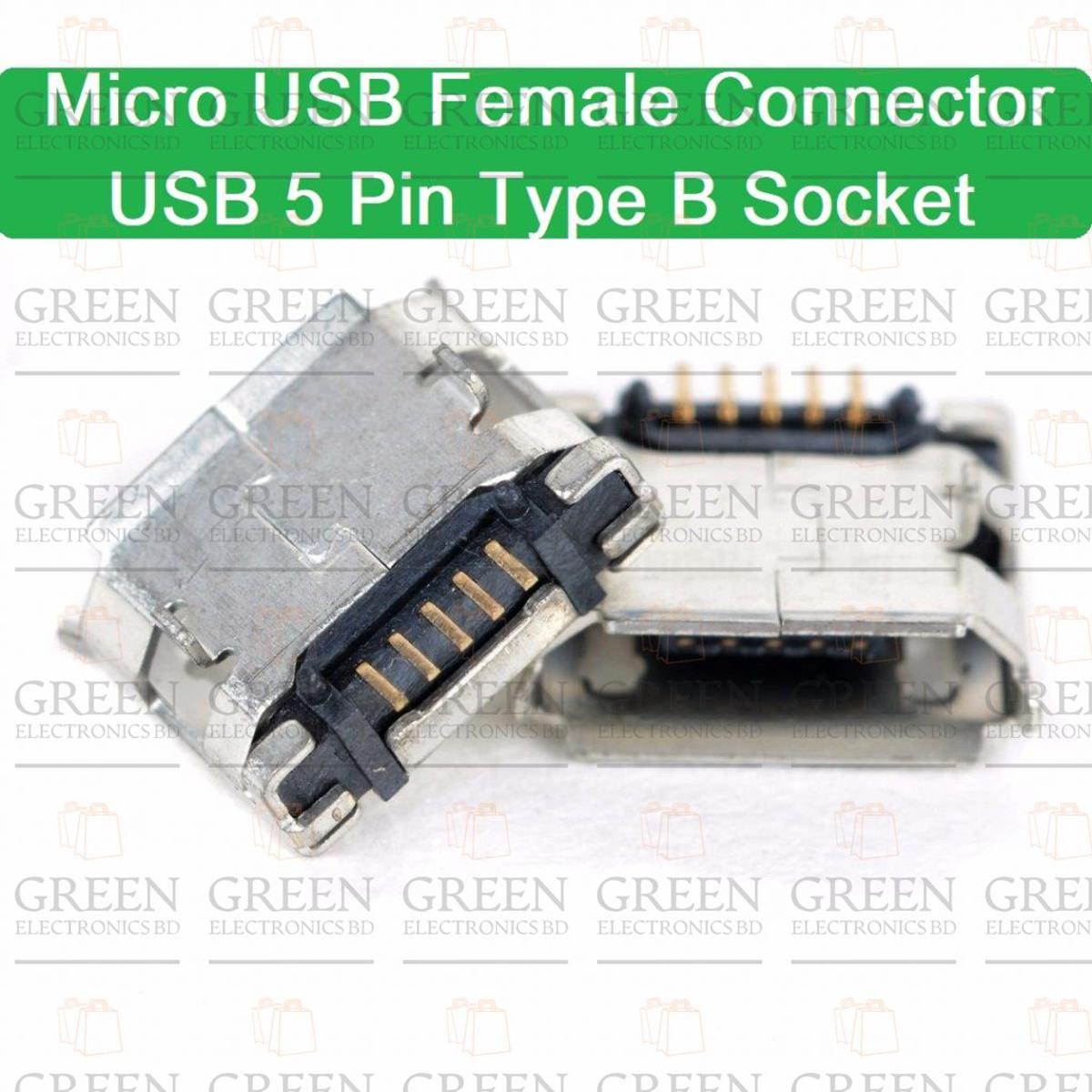 10Pcs- Micro USB Female Connector USB DIP 5 Pin Type B Socket Adapter Solder Port Soldering Repair Parts Panel Mount For Mobile Phone Charger