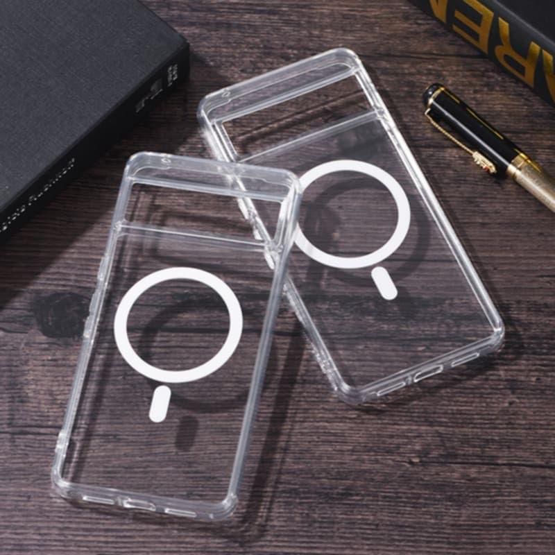 For Google Pixel MagSafe Compatible Shockproof Transparent Slim Fit Wireless Charging supported Frosted Border Phone Back Case Mobile Cover (Google Pixel 7 Pro Google Pixel 6 Pro Google Pixel 6A Google Pixel 6)-ELF