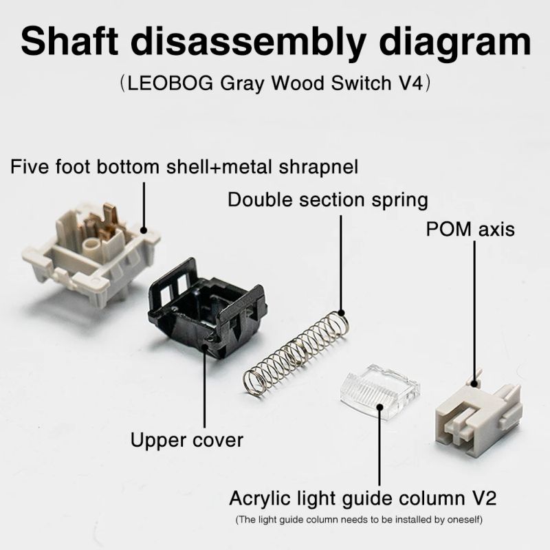 Leobog Grey Wood V4 Switches 30gf 5pins Linear Switches for Mechanical Keyboard Diy. 