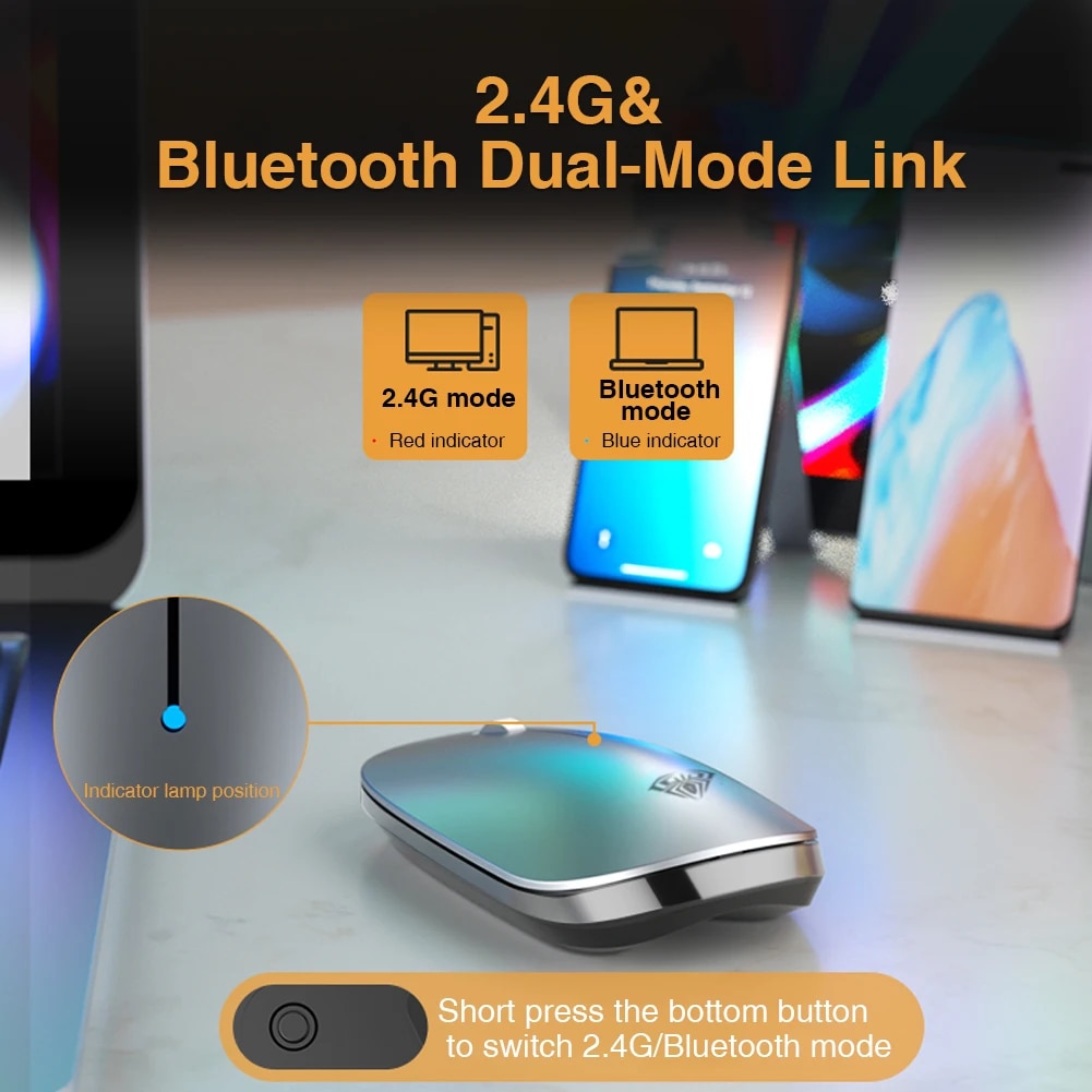 AULA SC800 Wireless Mouse Bluetooth USB 2400DPI 2.4GHz Optical Mute Ergonomic Portable Ultra-Thin Cordless Mice for Home Office. 