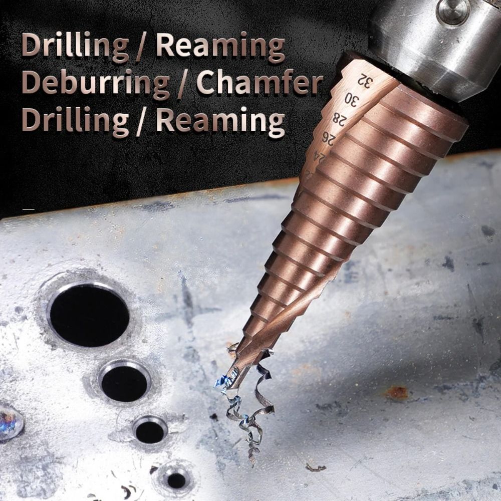 Durable M35 5% Cobalt Step Drill Bit Hex Shank Spiral Groove Drill Perforator Multiple Hole 4-12mm/20mm/32mm Stepped Drill Bits Hole Cutter Tool. 