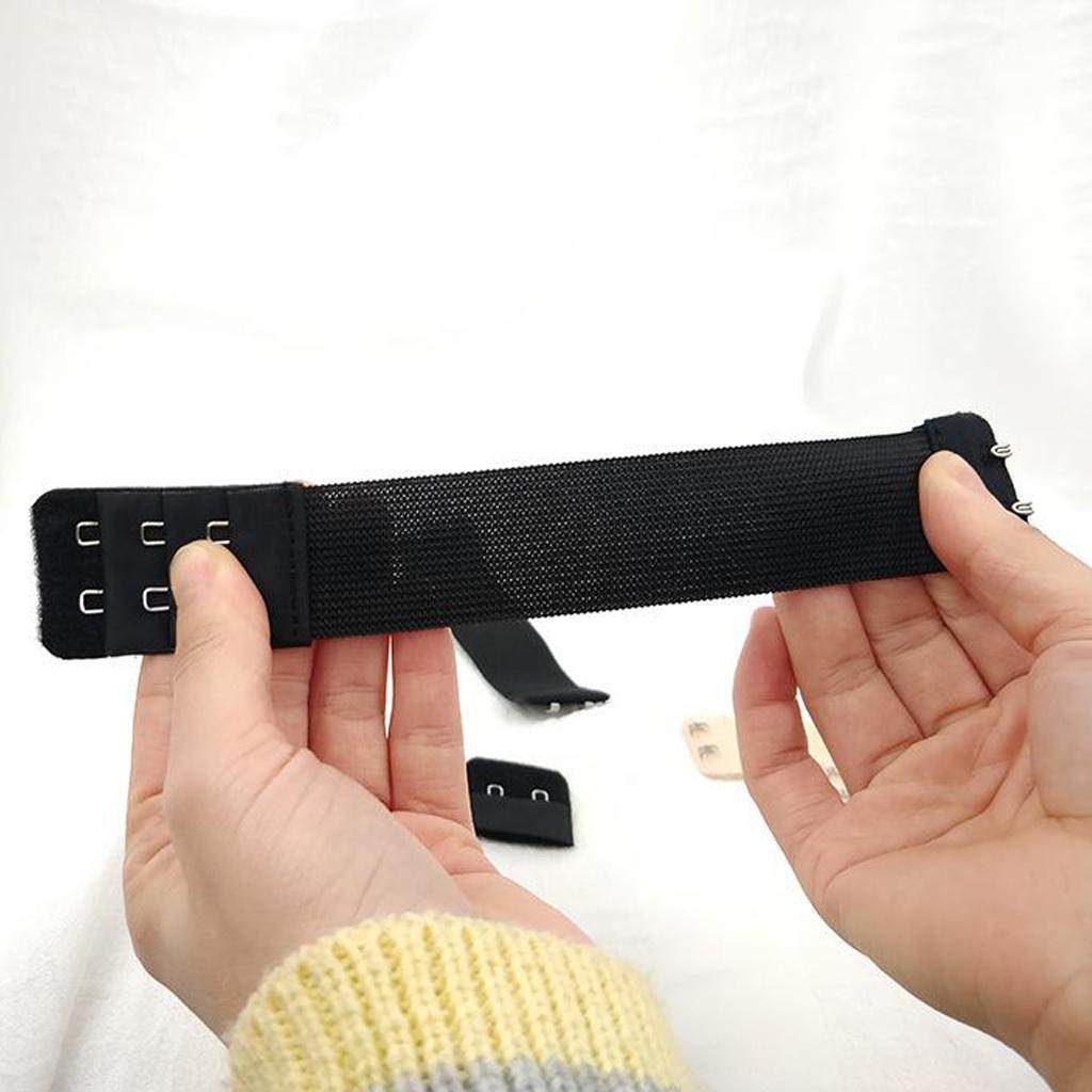 2xAdjustable Elastic Bra Extender 2 Hook Bra Extension Strap Black 3cm. 