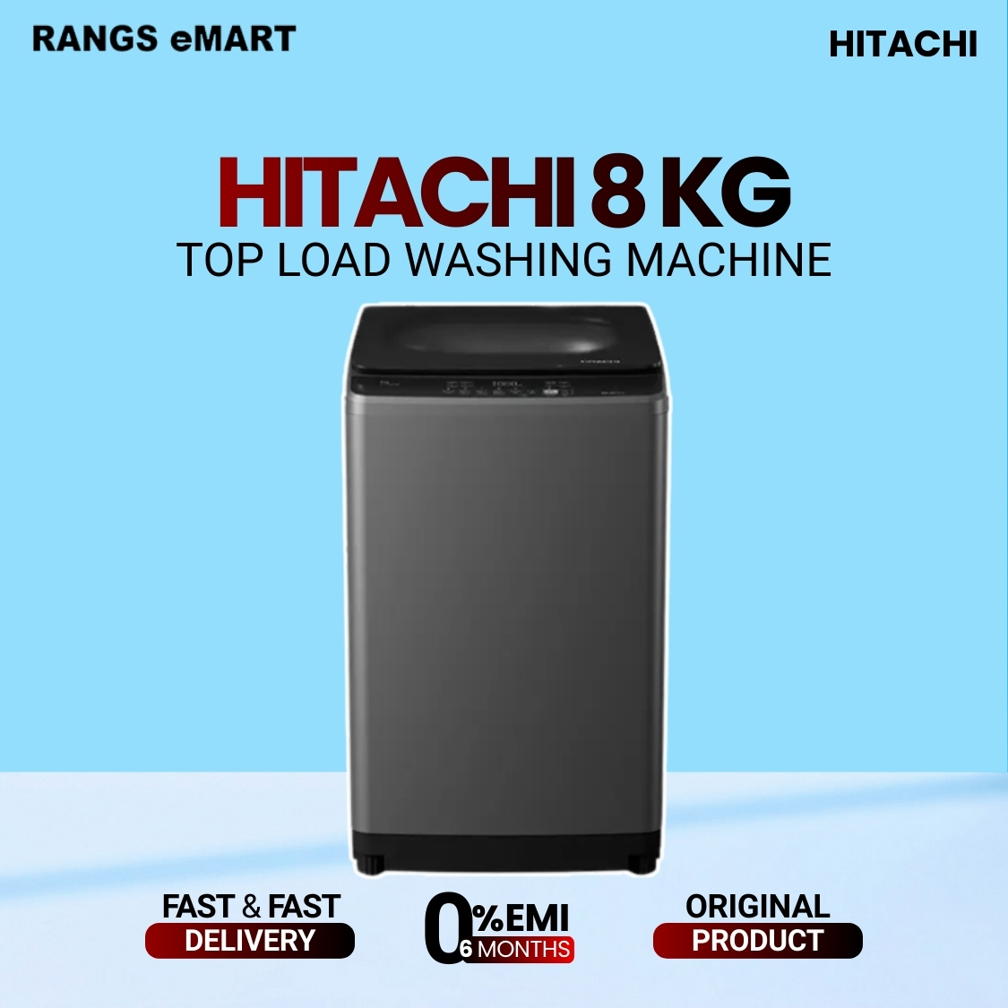 Hitachi 8 KG Official Top Loading Washing Machine | LTL 08M00 GG | 8 KG with Free Delivery and Free Installation