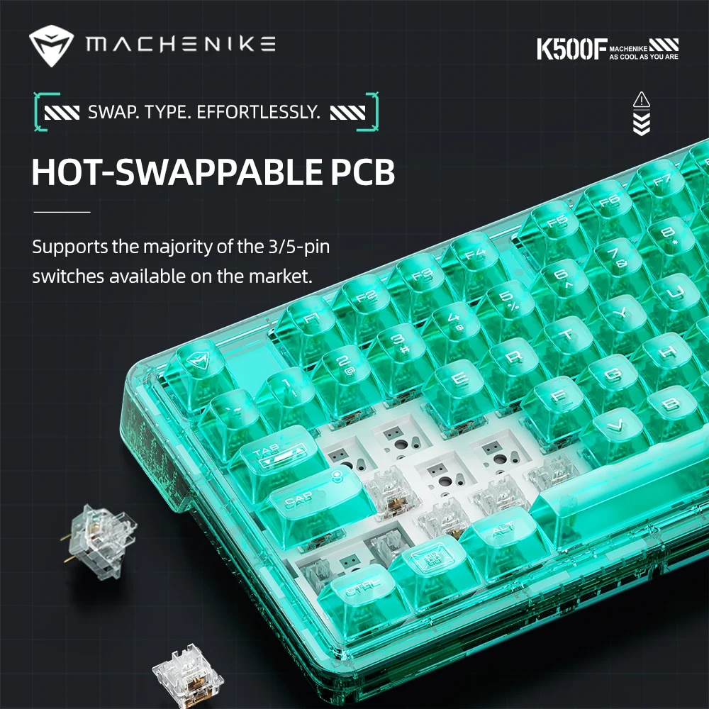 Machenike K500F Mechanical Keyboard Gasket Mount 75% Compact TKL Layout RGB Backlit Wired Mode Gaming Keyboard for PC Latop. 