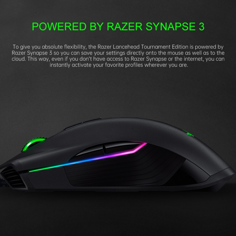Razer Lancehead Tournament Edition 16000 DPI Optical 9-keys Programmable Wired Mouse, Cable Length: 2.1m. 