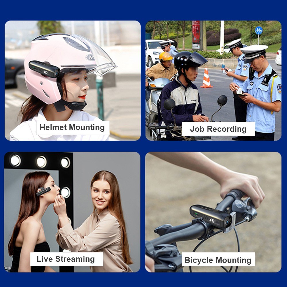 4K 30FPS Head Mounted Camera Wearable WiFi Video Camera. 