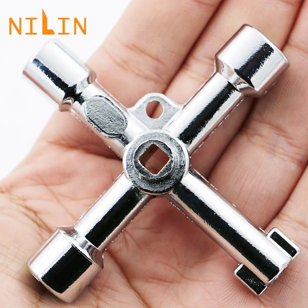 Multi-function 4 In 1 Universal Cross Key Triangle Key for Train Electrical Elevator Cabinet Valve Alloy Triangle Square Wrench. 