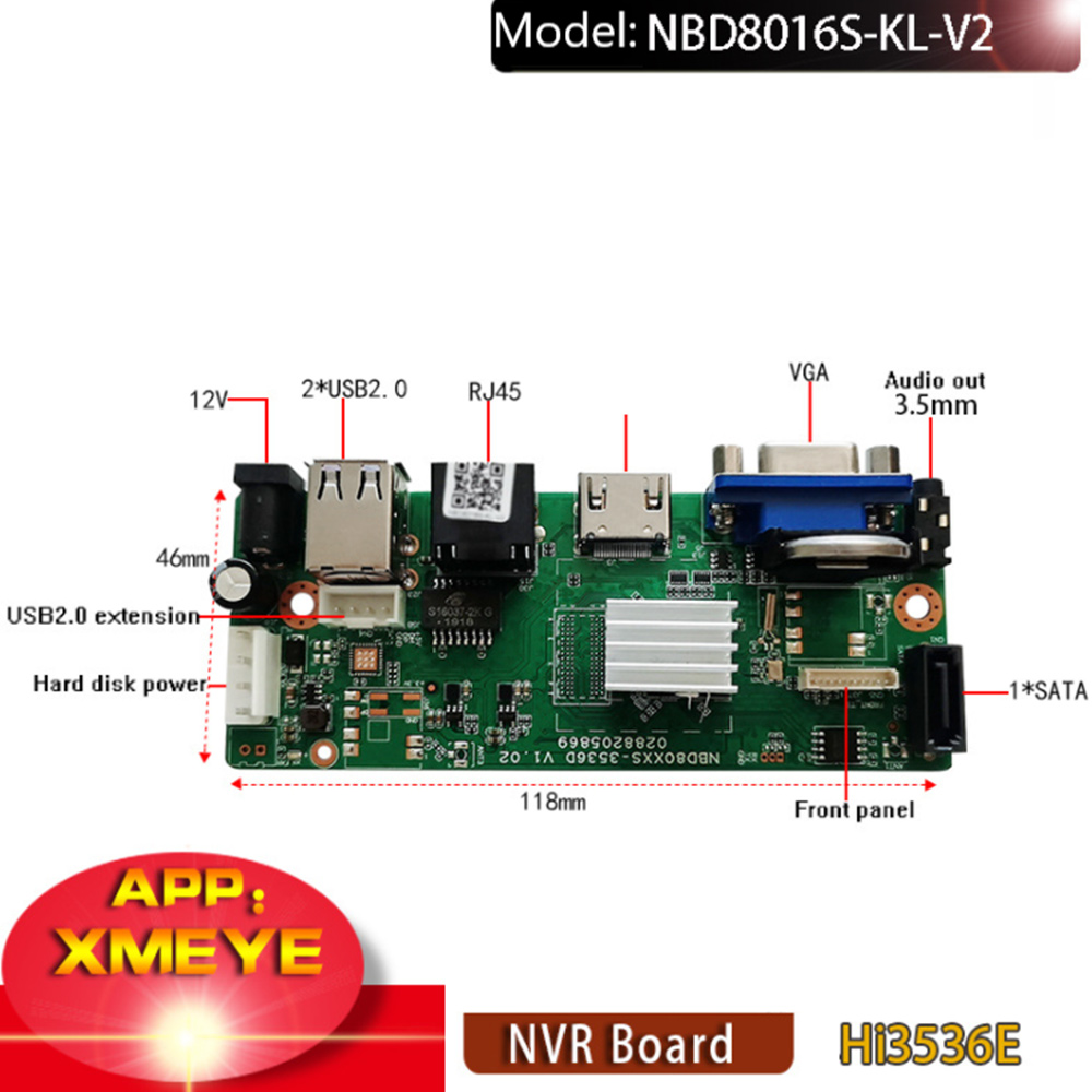H265/H264 16CHx4K 5MP NVR Network Digital Video Recorder 1 SATA Cable for Motion Detection P2P XMEYE Security. 