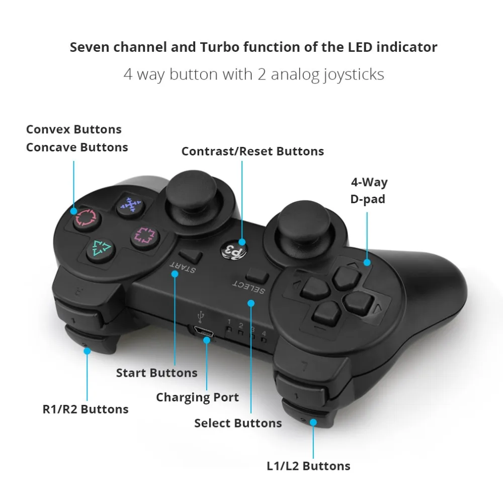 Wireless Bluetooth Gamepad For Sony PS3 Controller Play Station 3 Super Slim Joystick for PC 6 Axis Gyro Remote Handle ontrole. 