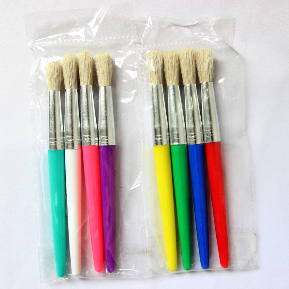 New 4 Pc Paint Bruhe et Round Pointed ip Paintbruhe britle Hair Artit oil painting bruh Model:4 round peak regular color). 