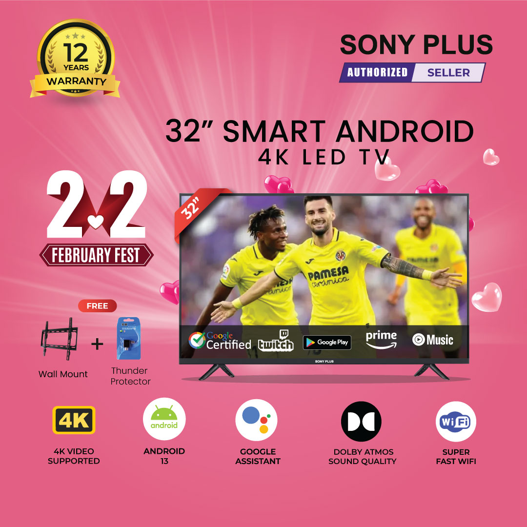 Sony Plus 32 inch Smart LED TV Wi-Fi Full HD 4K Supported Android Television