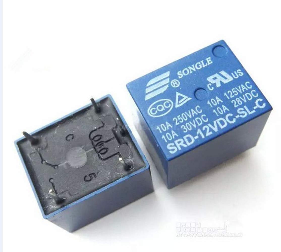 SONGLE Mini 12V DC Power Relay SRD-12VDC-SL-C PCB Type. 