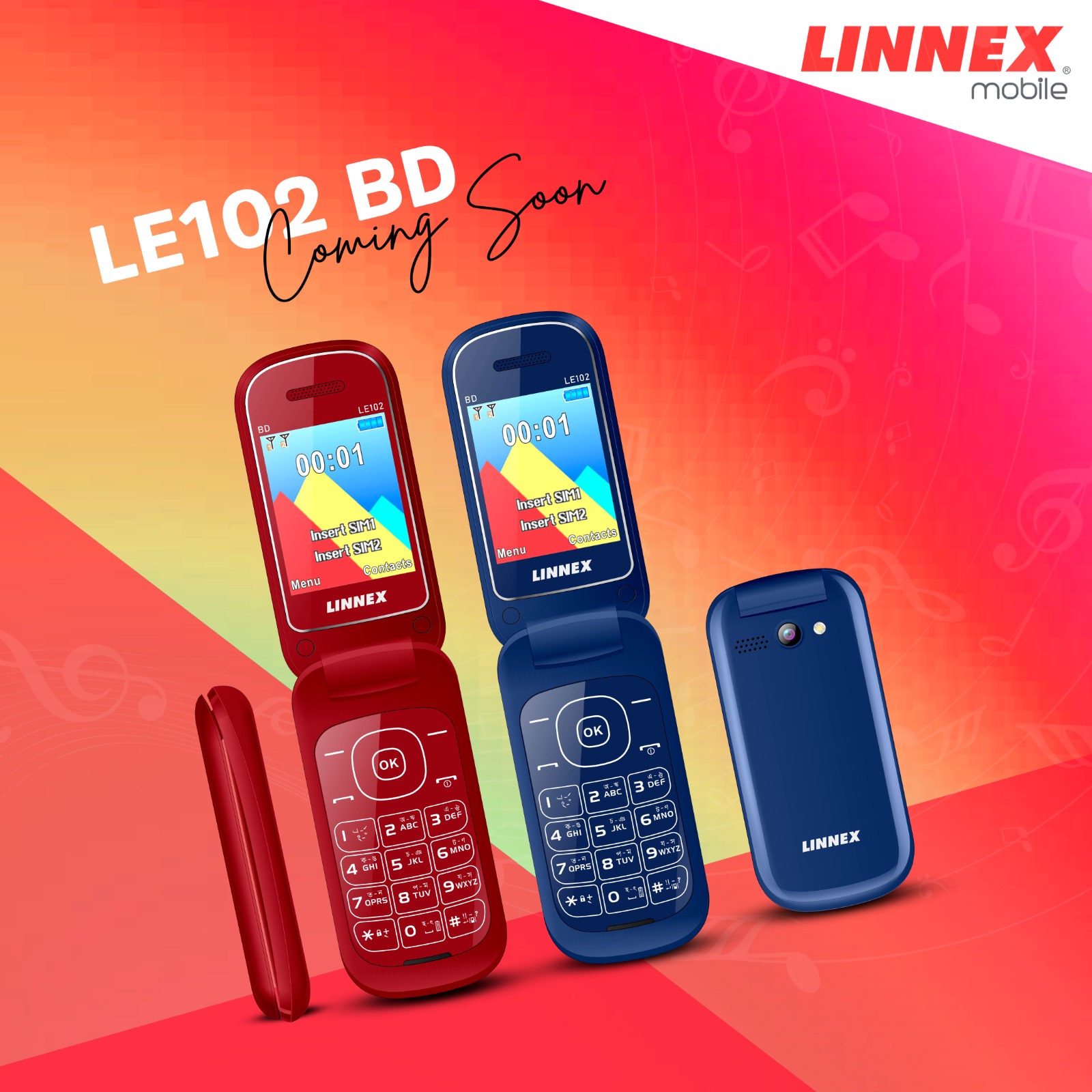 Linnex LE 102 Dual Sim Standby 2.4inc Display Long Lasting Battary Feature Mobile phone. 