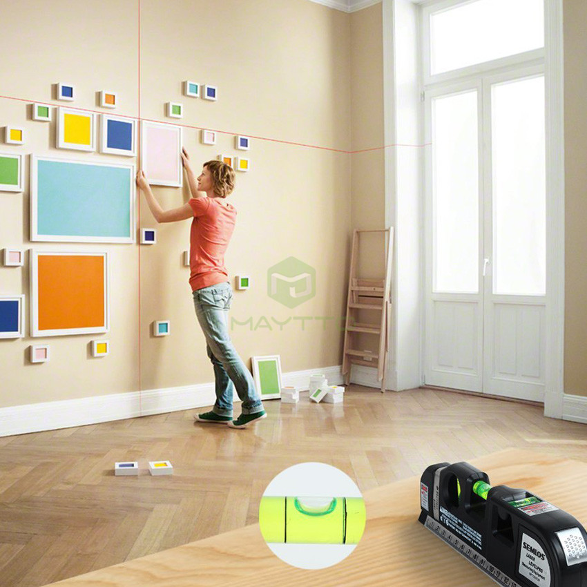 MAYTTO 8ft Laser  Laser Level laser measure Line Measurement Tape Ruler Adjusted Standard and Metric Rulers. 