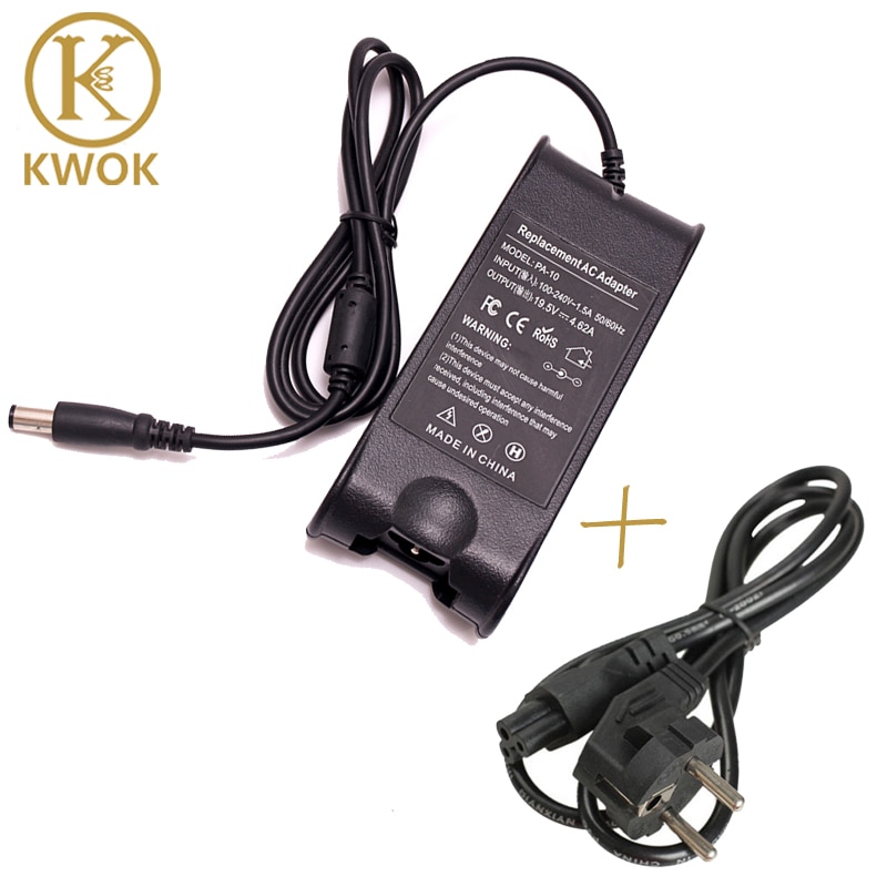 【happy one】Adapter DELL Laptop 19.5V 4.62A + EU Plug For inspiron PA-10 1545 N4010 N4030 N4050 D610 D620 D630 Pa-1900-02D. 