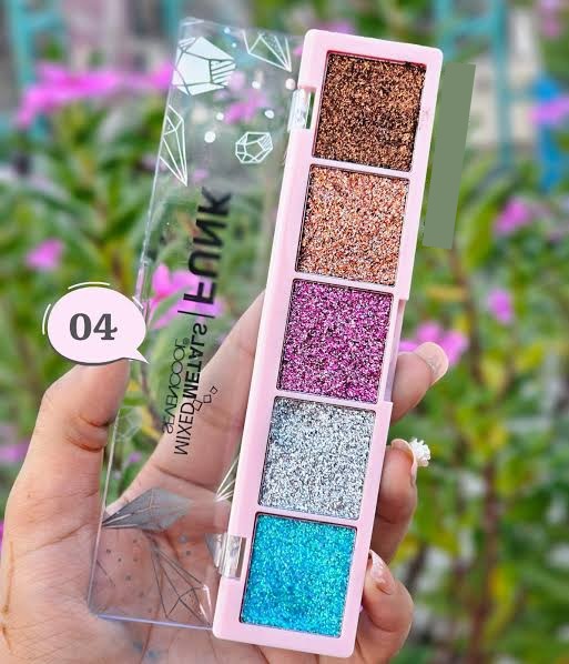 SEVENCOOL MIXED METALS FUNK GLITTER 5 Color EYESHADOW PALETTE | Daraz ...