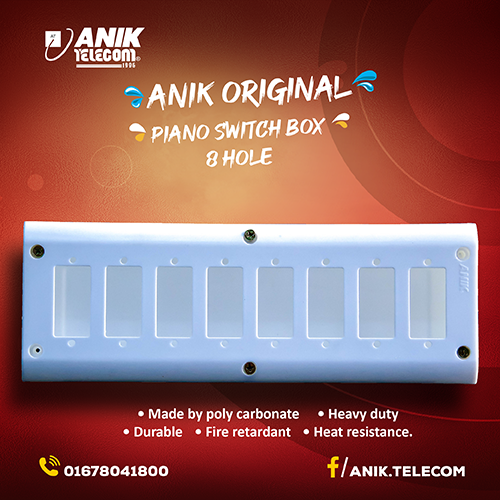 8 Hole Piano Switch Box, Piano Hole Box, Electrical Accessories, gang Switch Box, Small Switch Box, Modular Gang Box. 