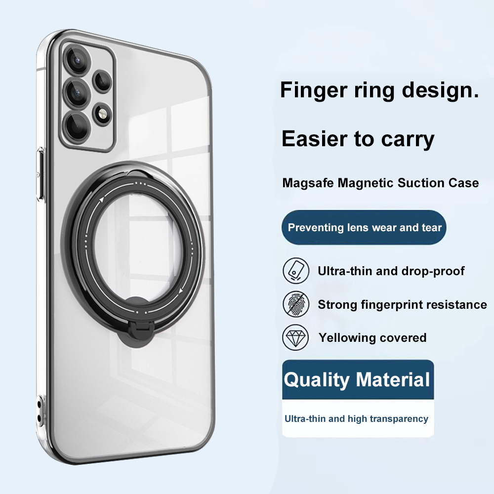 Relaxtoo For Samsung Galaxy A52 5G 4G and Samsung Galaxy A52s 5G Magsafe Magnetism Plating Bracket Back Cover For SamsungA52 GalaxyA52 SamsungA52s GalaxyA52s Portability Ring Stand Impact Resistant Case. 