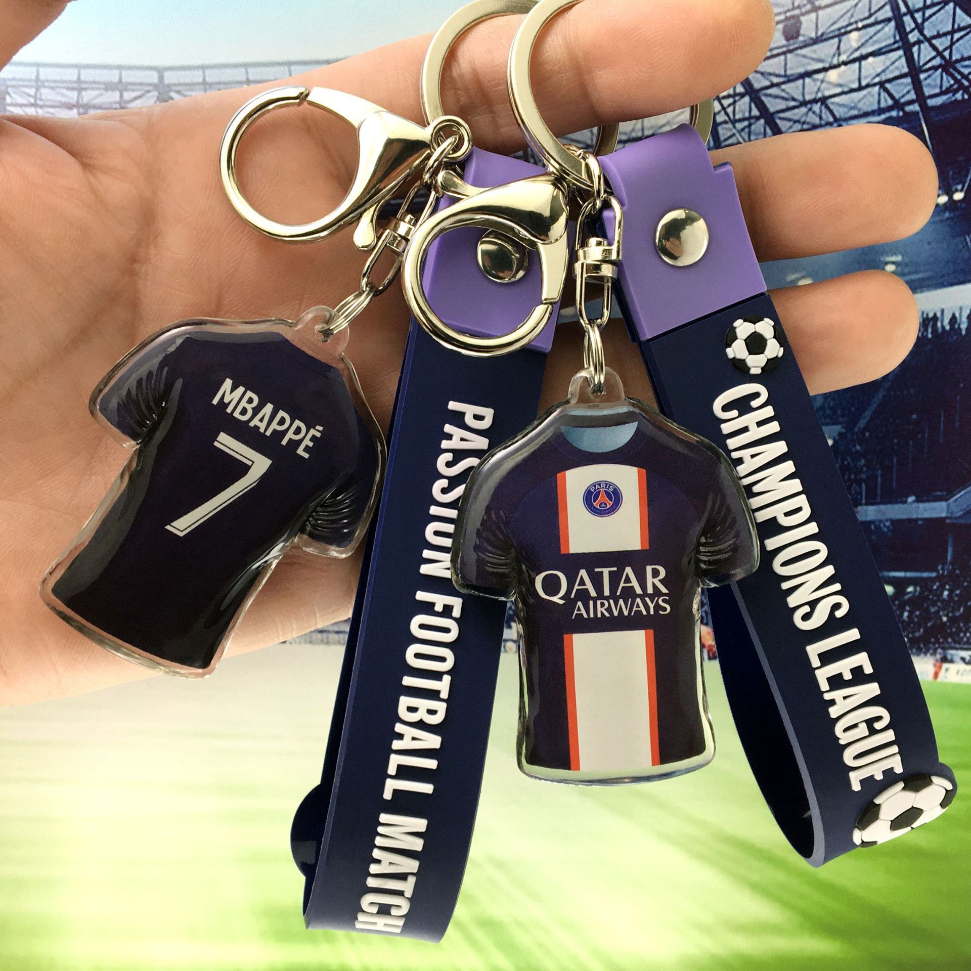 2024 Euro 2024 Champions League Football Stars Football Fans Peripheral Small Gifts Messi Ronaldo Neymar Keychain Pendant