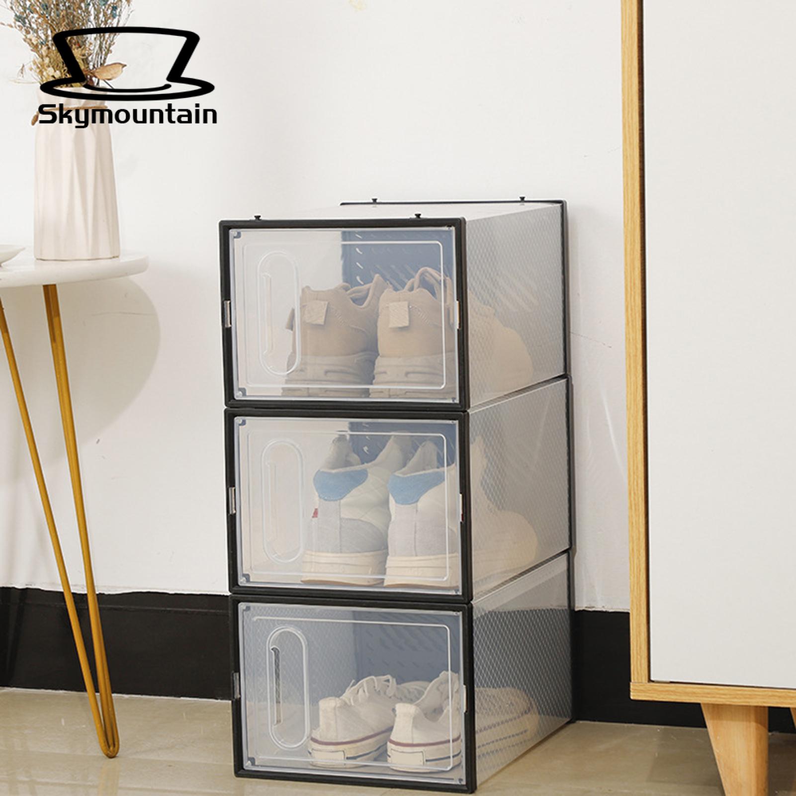 High Heel Storage Box Stackable Clear Shoe Box Organizer for Closet Space Saving Container with Lid less Than. 