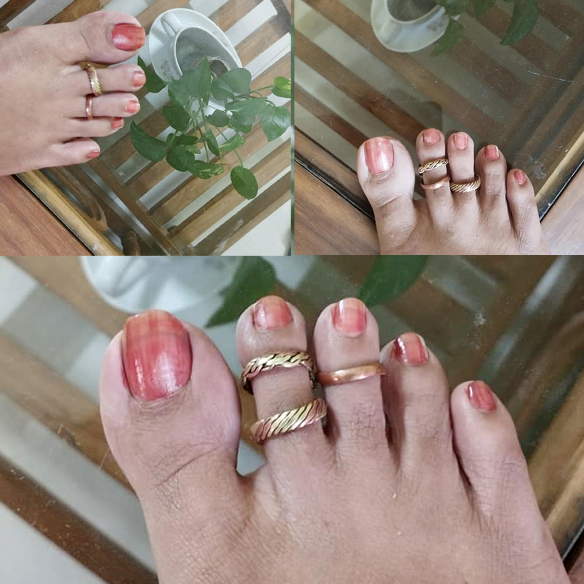 Upscale Need - Leg Finger Ring 3 PCS Set B Adjustable for Girls and Women Multicolor - Sensible - Must Have - Designed - Urban Vibes. 