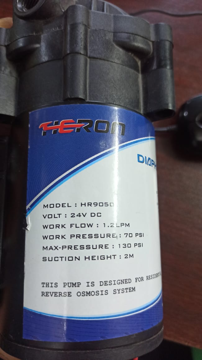 Heron Diaphragm or Booster Pump for 50-75 GPD RO Machine. 