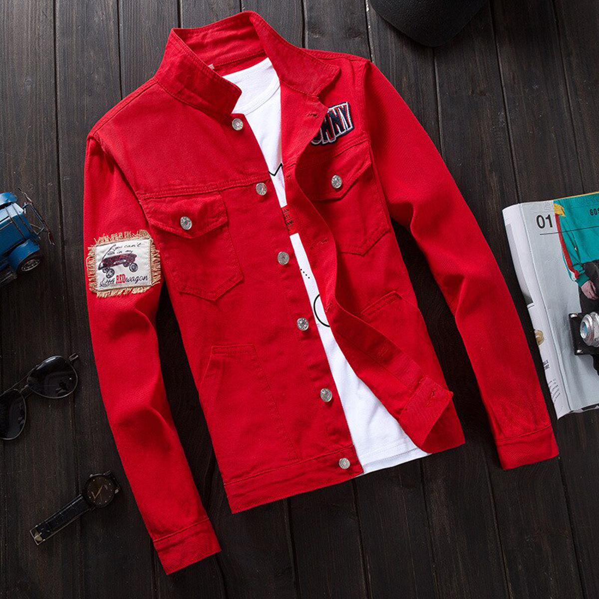 Kan Style Spring and Autumn Men's Jacket Fashion Casual Slim Denim