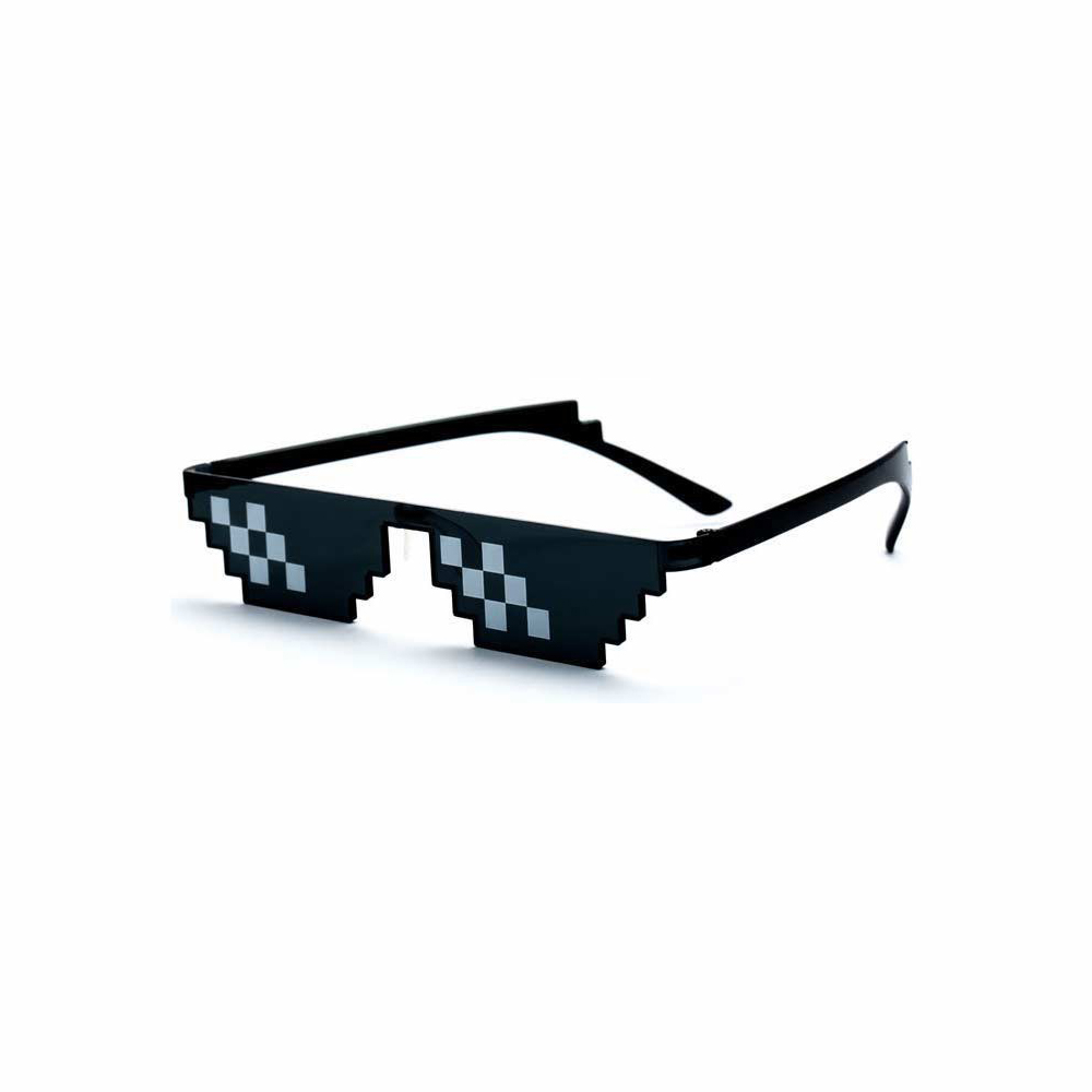 【Nice Day Toy Findings Store】（NEW）Thug Glasses Funny Mosaic Glasses Red Pixel Photography Performance for Men and Sunshade Sunglasses Coding anime. 