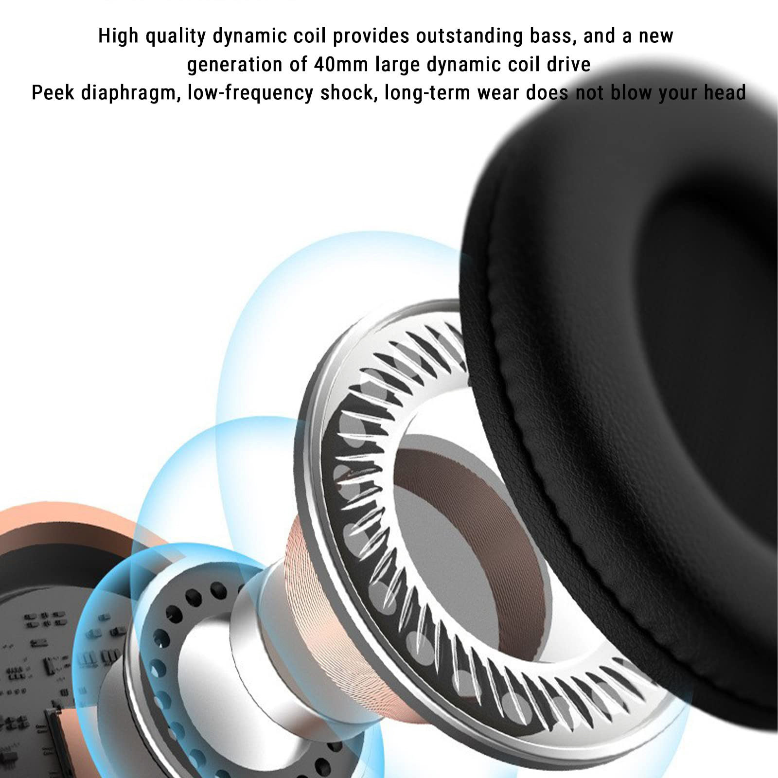 Bluetooth 5.0 Subwoofer Head Mounted Foldable Headphones Built In Mic Wireless Call Folding Stereo Noise Cancellation Over T5. 