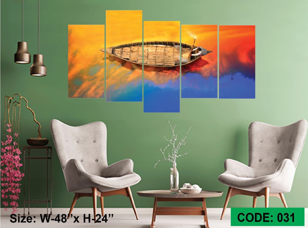 5Pcs In 1 Set Palm Tree Sunset Wall Canvas Art Ready to Hang for Living ...